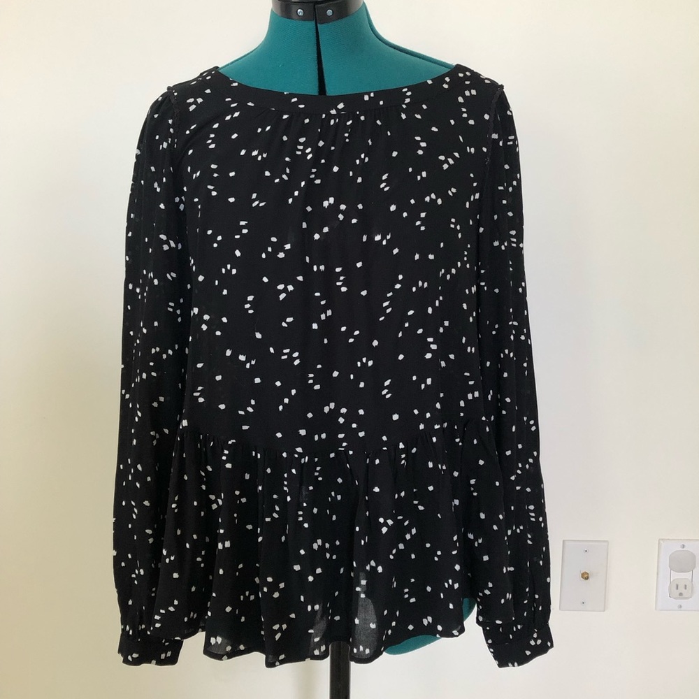 Maeve by Anthropologie Black ruffled hem blouse